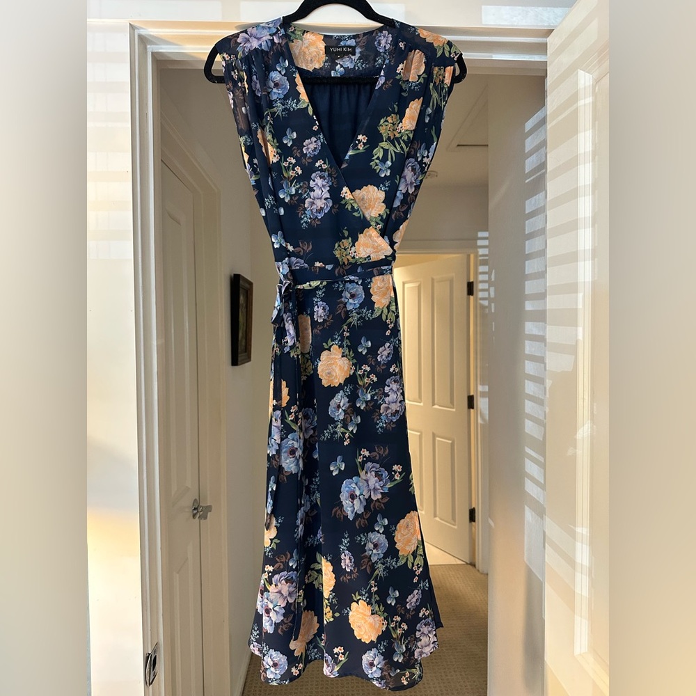 Yumi Kim Navy Floral Mini Wrap Dress